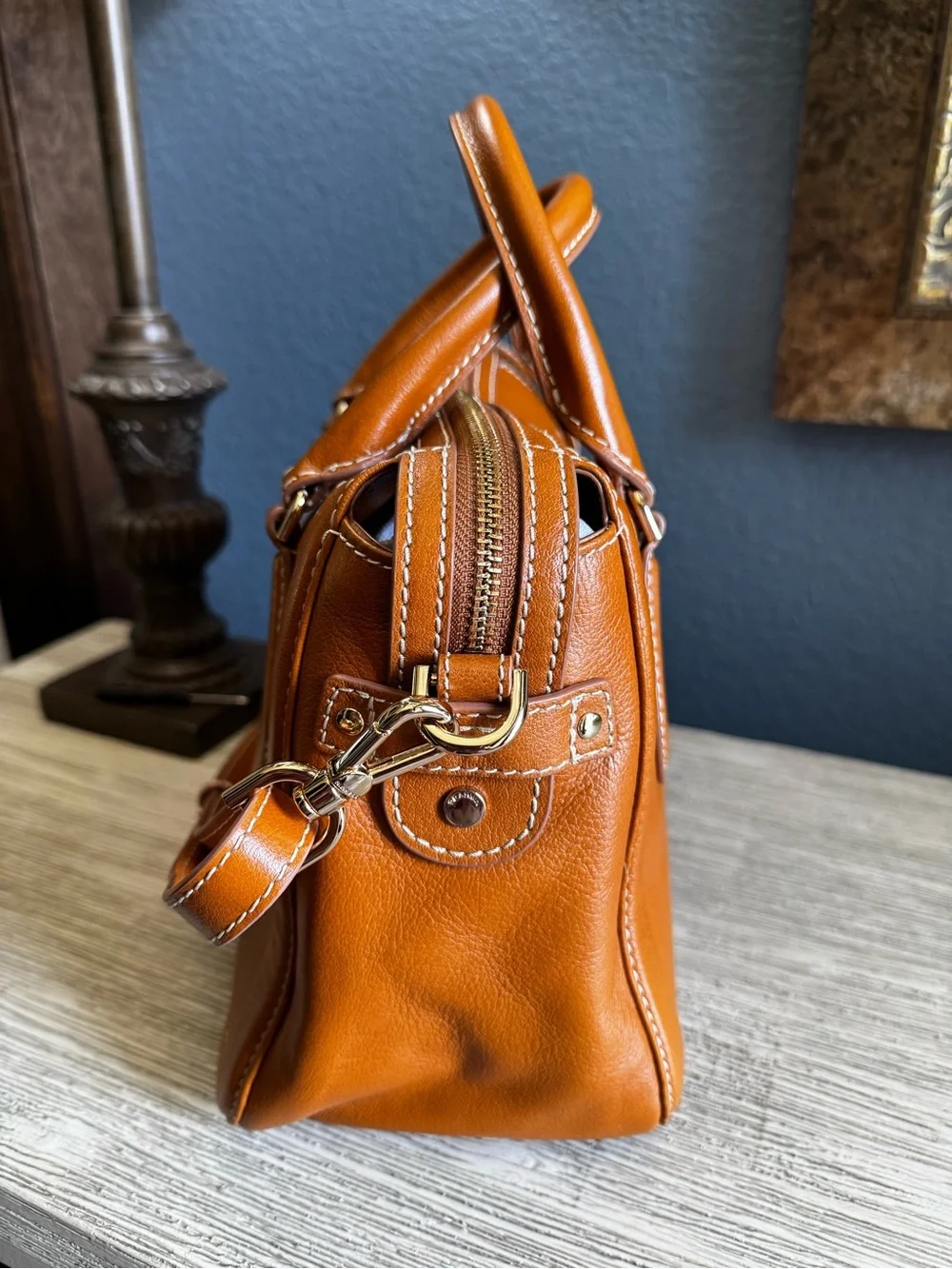 NEW!!! Brahmin Micaela Cognac Leather Satchel with Removable Crossbody Strap